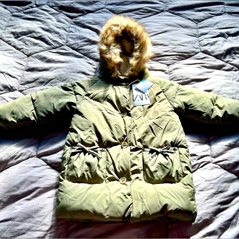 Zara Baby Green Puffer Coat size 3/4